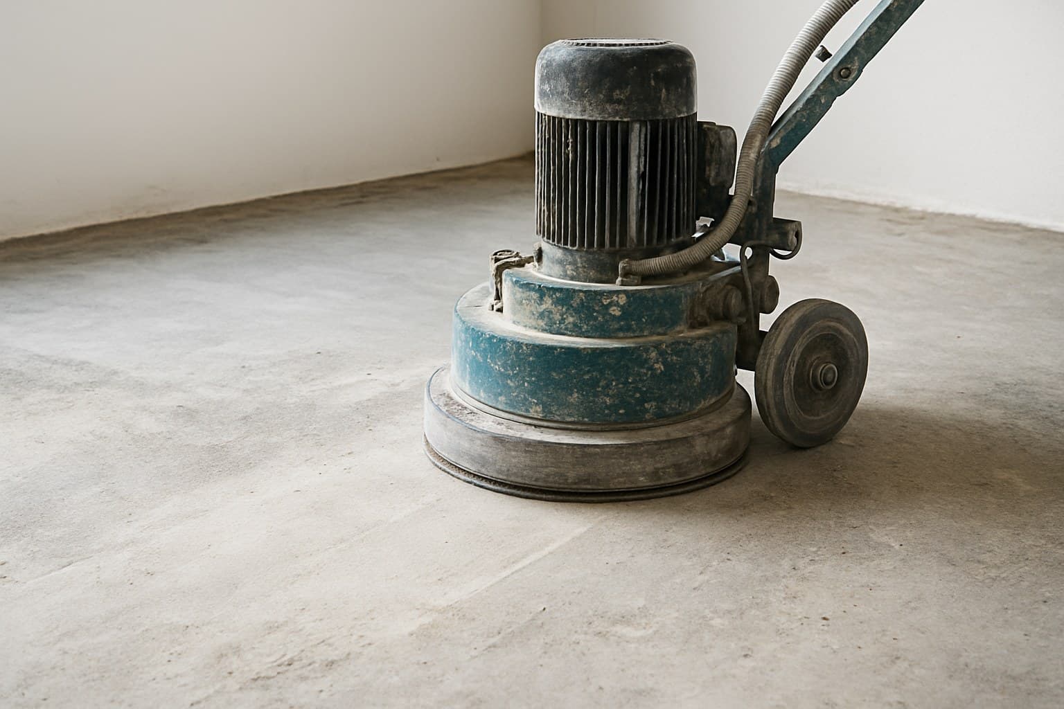 Concrete grinder preparing a floor surface before resin flooring installation