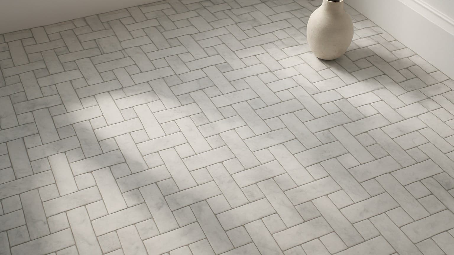 marble basketweave tile floor