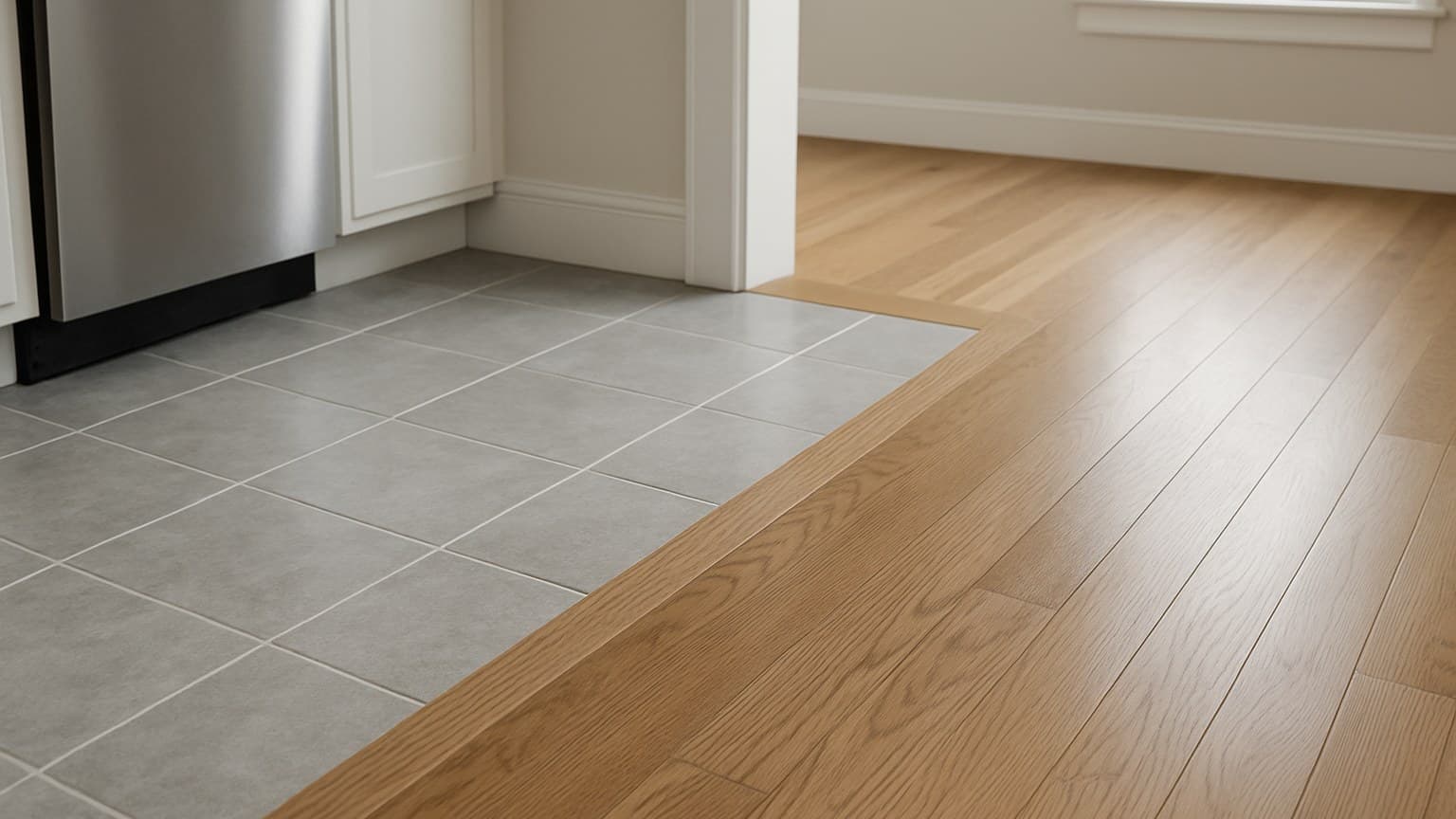 tile kitchen floor next to hardwood