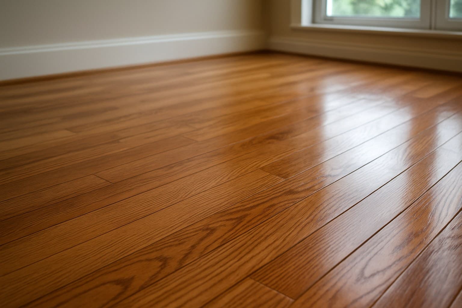 A close-up of polished hardwood flooring highlights the honest value behind the numbers.