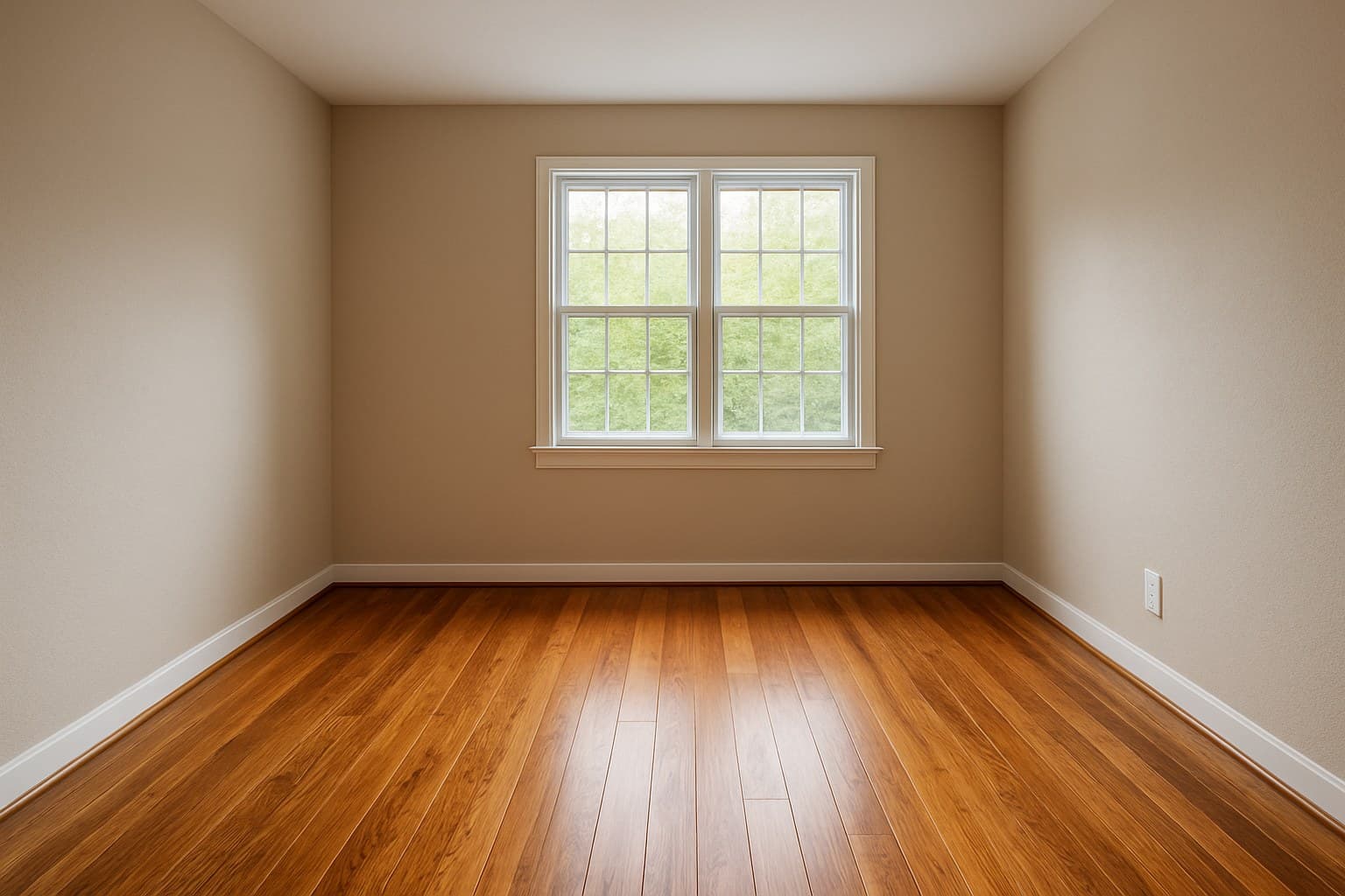 Compact room with hardwood flooring illustrating a small-space installation