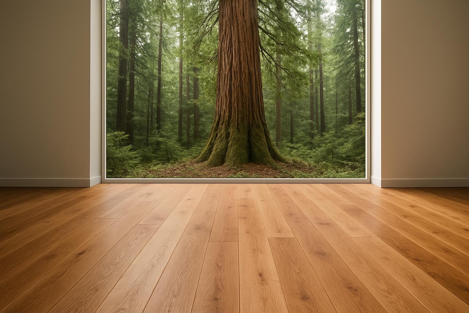 Tall cedar tree in a forest, the softwood species behind cedar flooring
