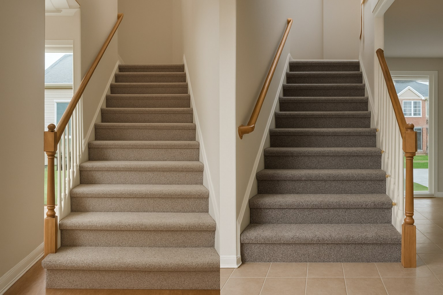 Suburban houses representing regional differences in stair carpet pricing